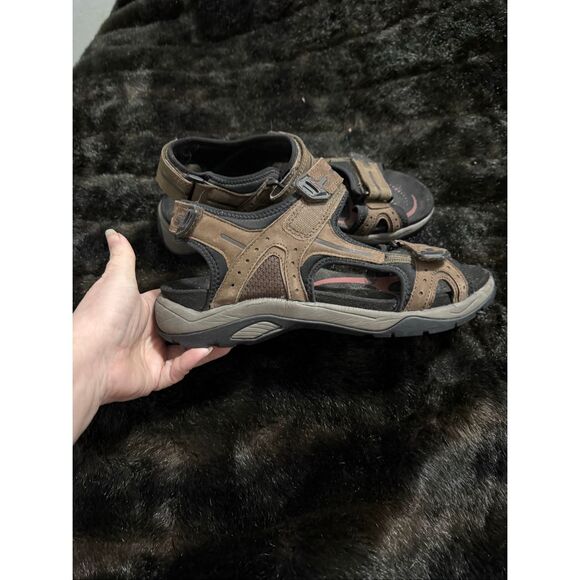 Mens Abeo Cayucos Sport Sandals Brown Bio System Leather Sz 9.5
